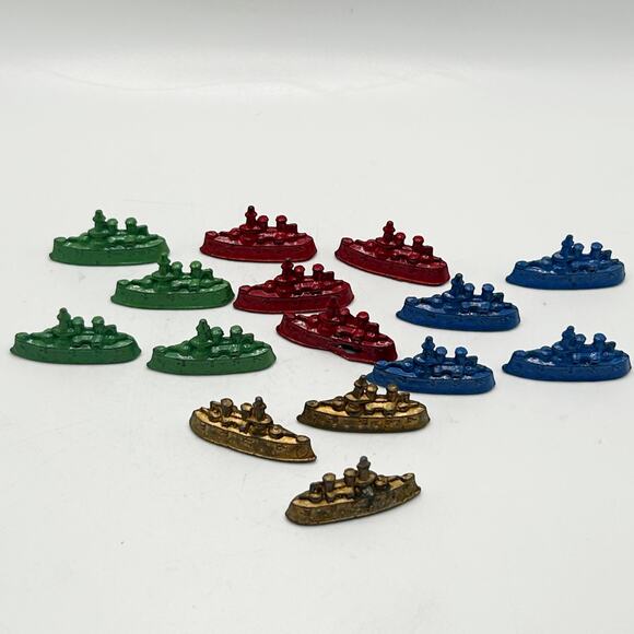 VNTG Cast Metal Miniature Battle Ship Game Pieces / Cracker Jack Prize Lot of 15 - Picture 1 of 6